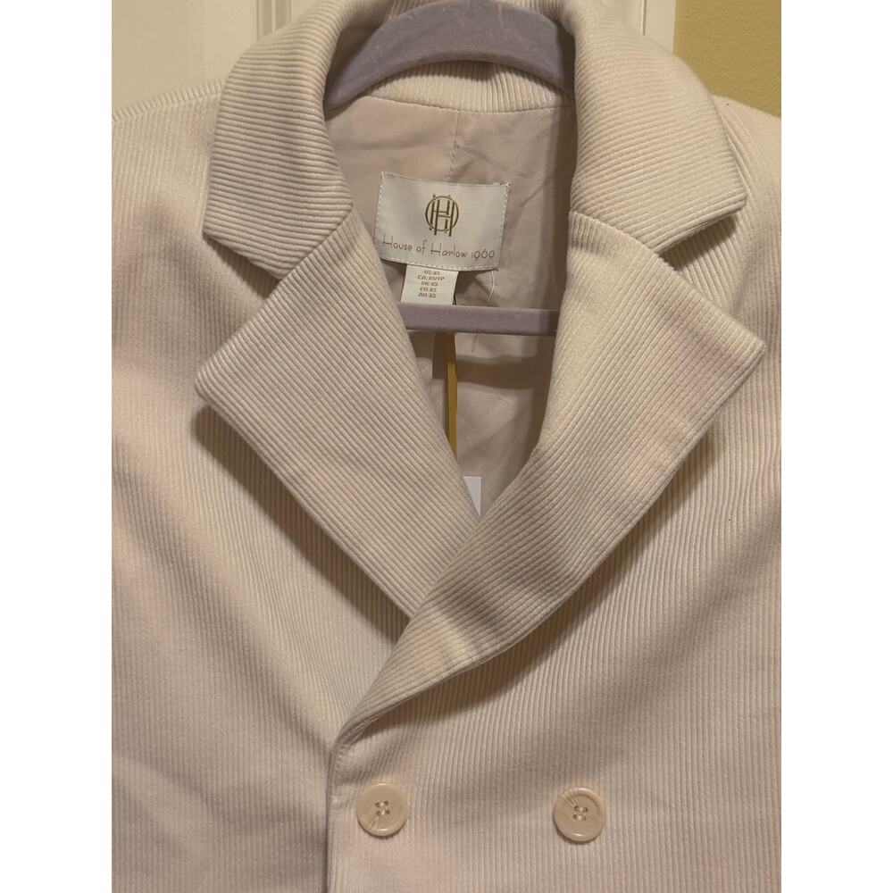 House of Harlow 1960 XS Cream Corduroy Cropped Blazer Double Breasted Ivory - Picture 3 of 10